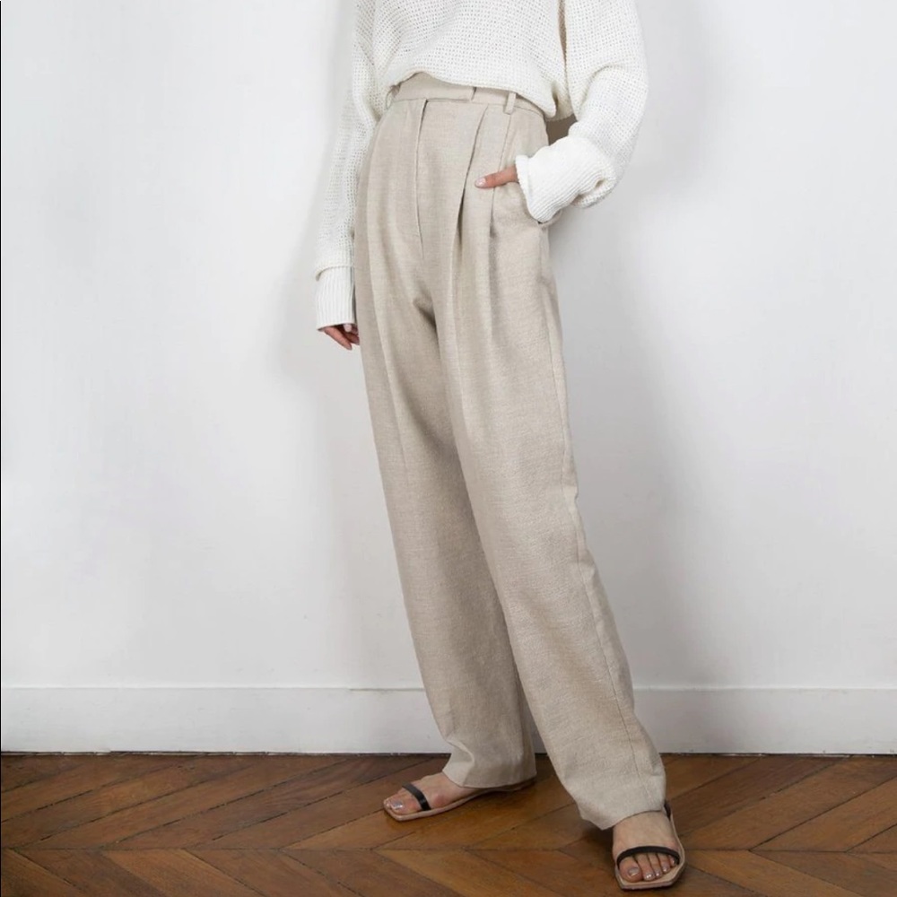 EUC THE FRANKIE SHOP PACE LINEN TROUSERS